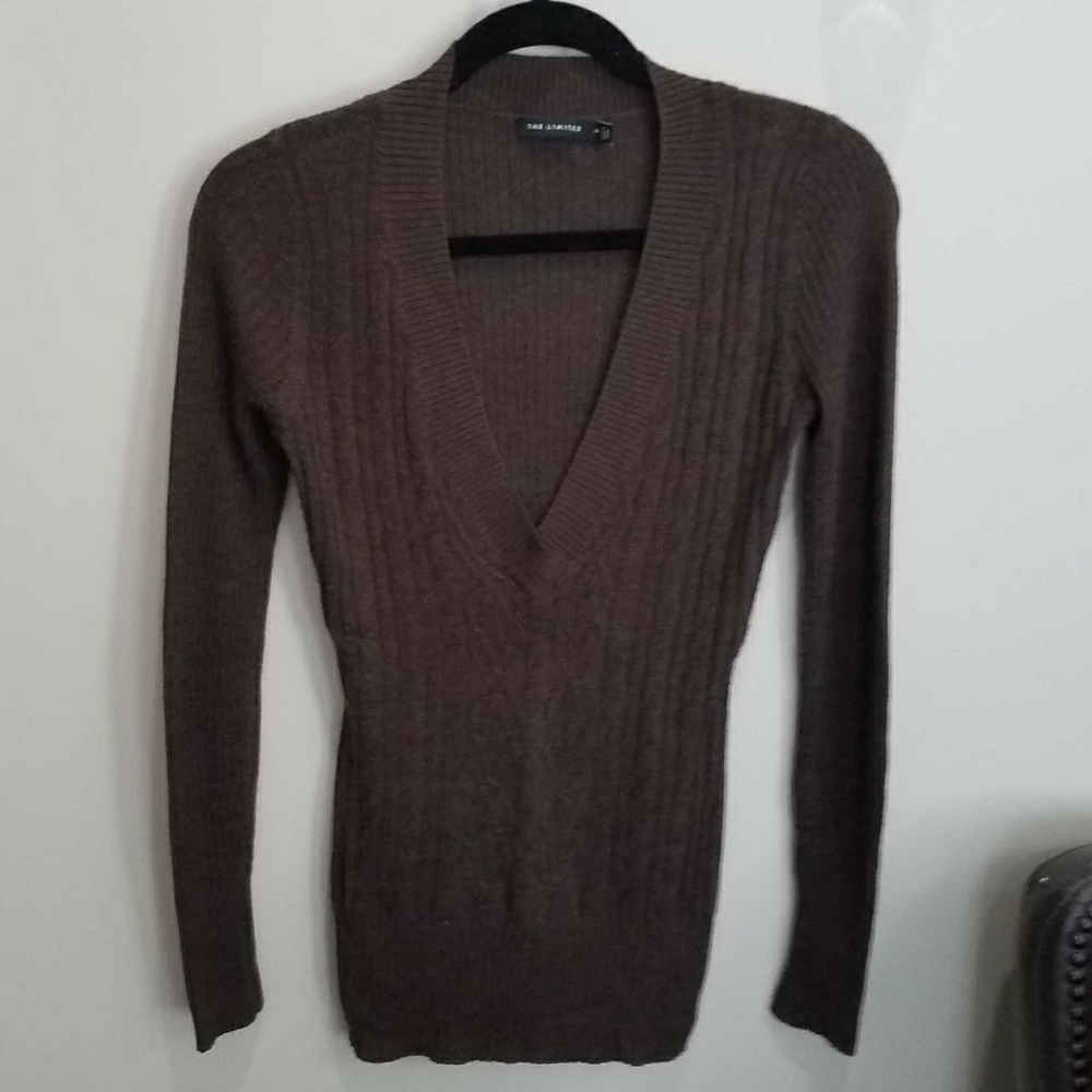 Brown wool v neck sweater